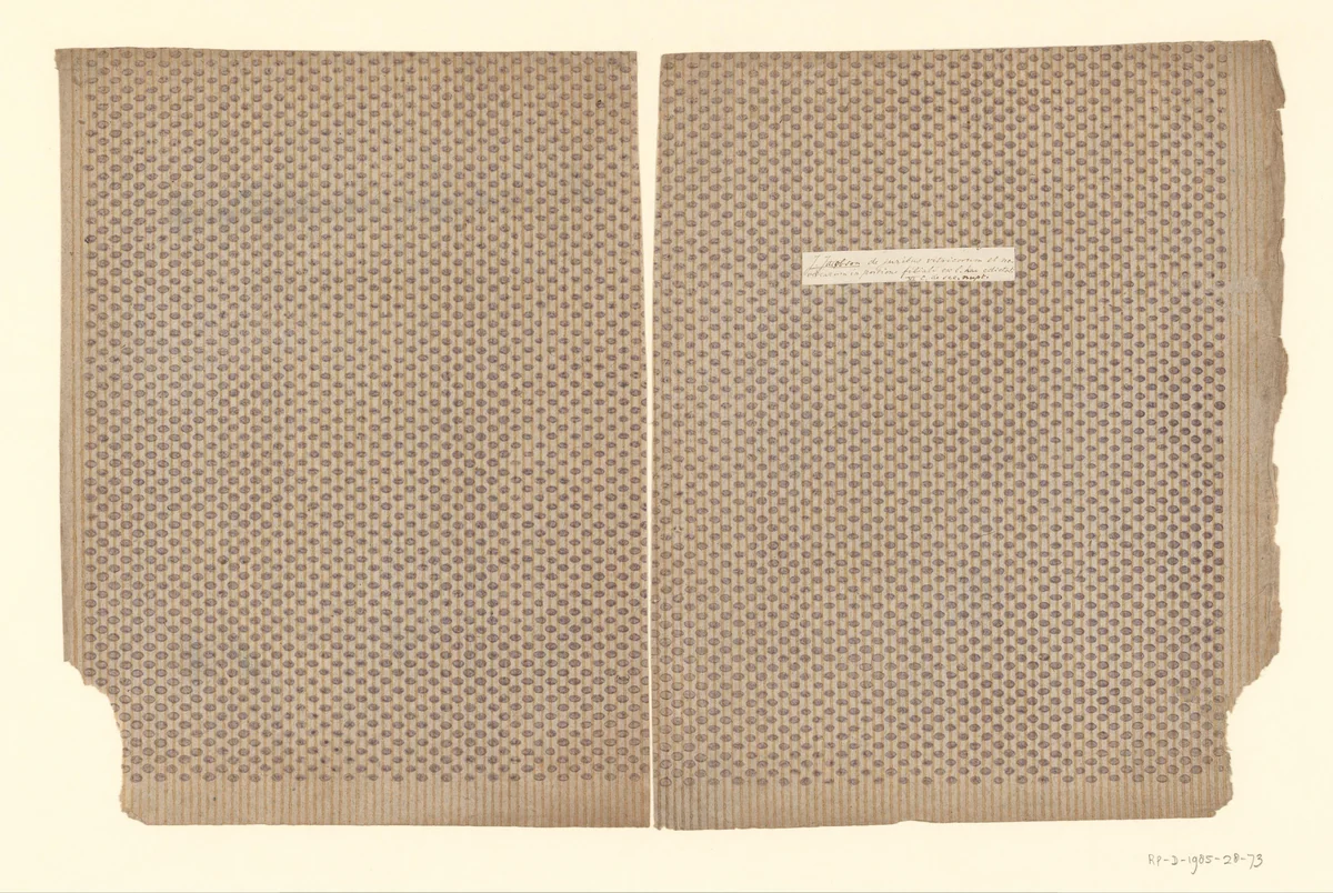 Twee bladen met strooipatroon van ovaal motief op doorlopend lijnenfond by anonymous, other, 1750-1900