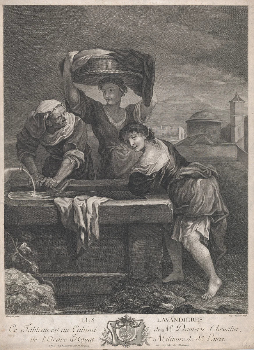 The Laundresses by Francois Voyez, print, 1757-1767