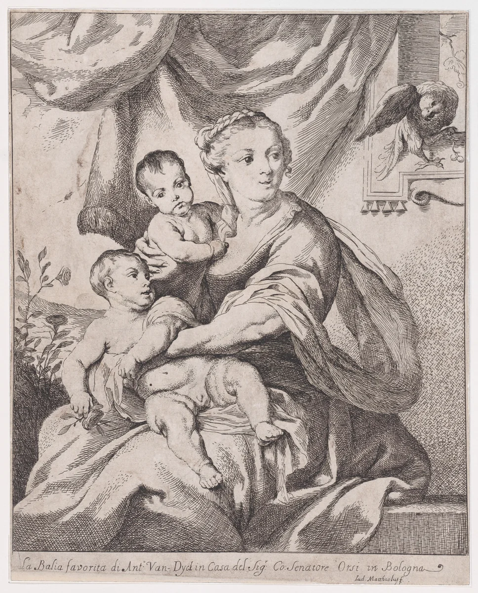 The favorite nanny (La balia favorita) by Giuseppe Maria Crespi, print, 1685-1747