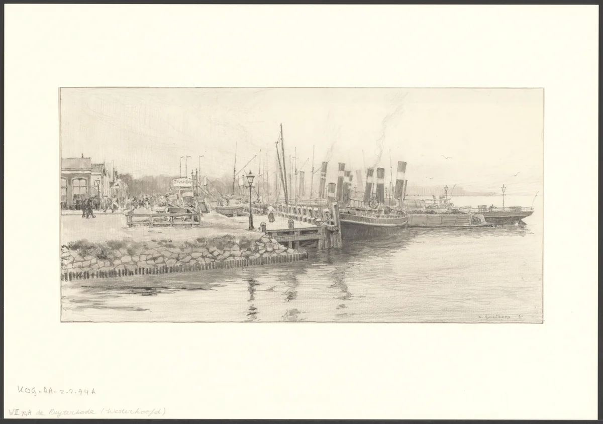 Gezicht op de Ruijterkade by A. Goedkoop, drawing, 1921