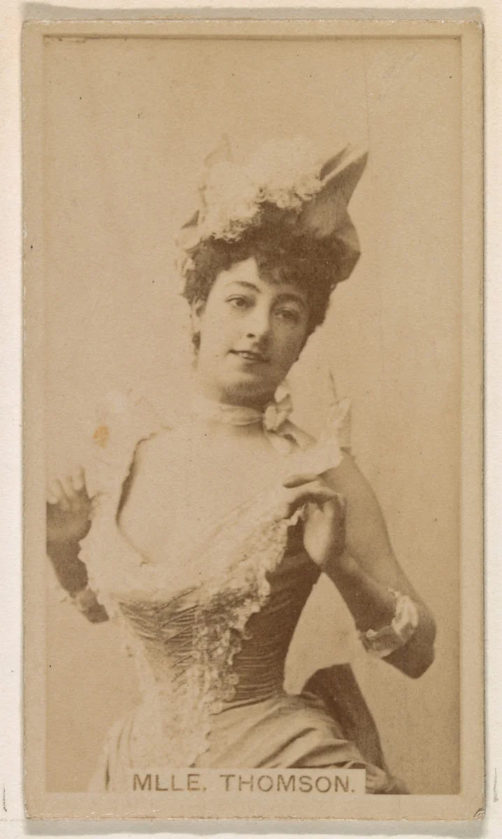 Mlle. Thomson, from the Actresses series (N245) issued by Kinney Brothers to promote Sweet Caporal Cigarettes by Kinney Brothers Tobacco Company, photograph, 1890