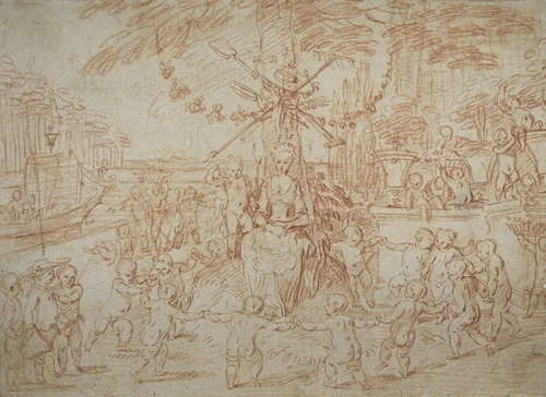 Allegory of Spring, or the Young Gardeners by Jean-Antoine Watteau, drawing, 1704-1721