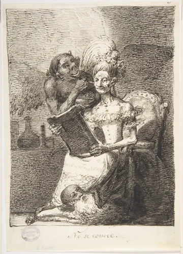 She Doesn't Recognize Herself (No se conoce) by Leonardo Alenza, drawing, 1807-1845