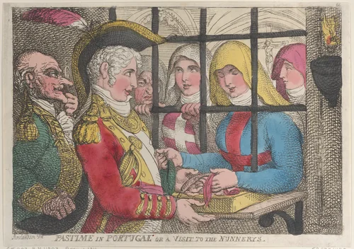 Pastime in Portugal or a Visit to the Nunnerys by Thomas Rowlandson, print, 1811
