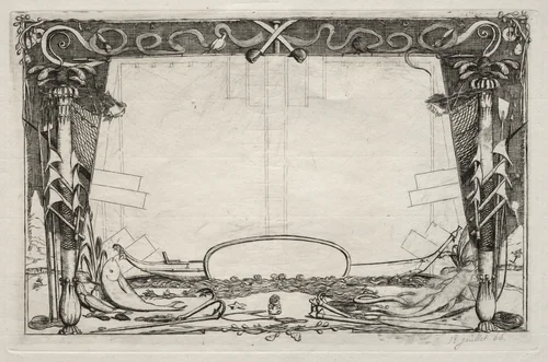 A Voyage to New Zealand (1842-1846): Cover by Charles Meryon, print, 1866