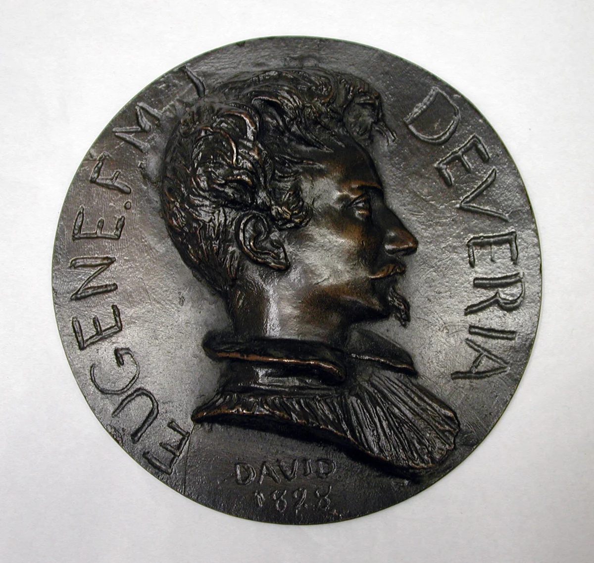 Eugène F.-M.-J. Devéria (1805–1865), painter by Pierre-Jean David d'Angers, metalwork, 1828-1838