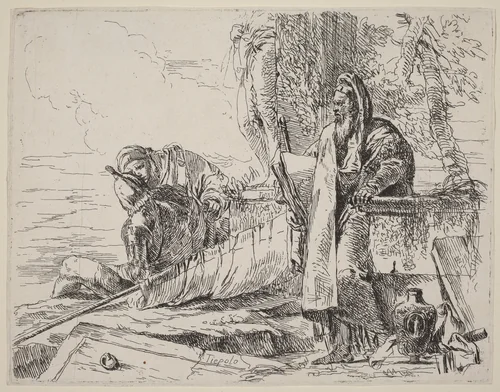 Standing Philosopher and Two Other Figures by Giovanni Battista Tiepolo, print, 1741