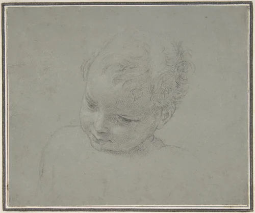 Bust-Length Study of a Child by Pompeo Batoni, drawing, 1708-1787