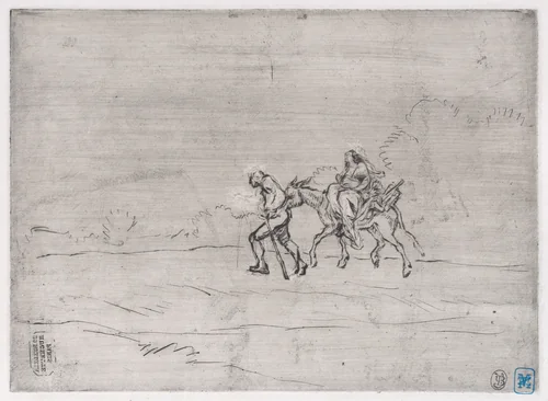 Flight into Egypt by Charles Jacque, print, 1848