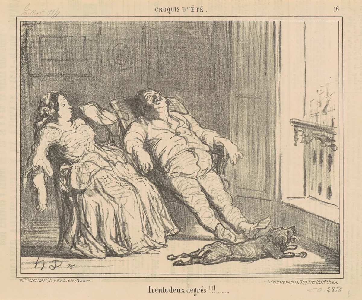 Tent deux degrés!!! by Honoré Daumier, print, 1857