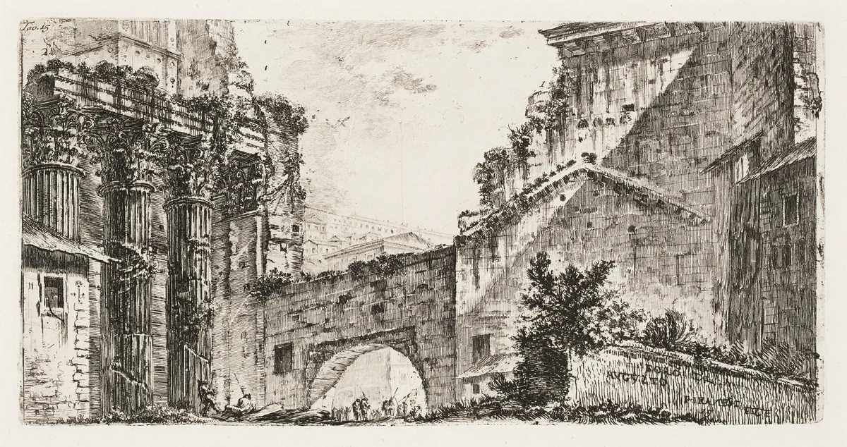 Forum of Augustus, plate 15 from Some Views of Triumphal Arches and other monuments by Giovanni Battista Piranesi, print, 1748