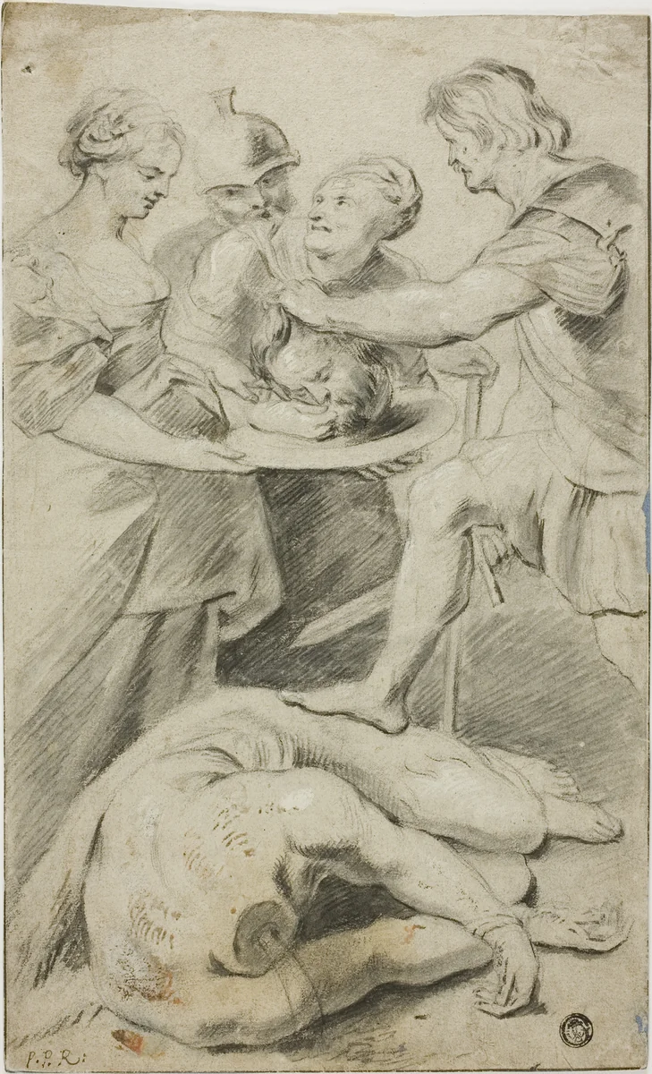 Herodias Receiving the Head of Saint John the Baptist by Peter Paul Rubens, drawing, 1597-1640