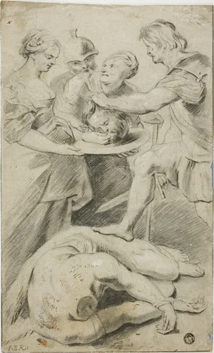 Herodias Receiving the Head of Saint John the Baptist by Peter Paul Rubens, drawing, 1597-1640