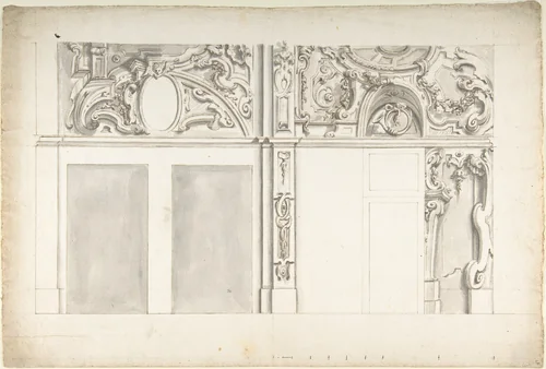 Design for the Elevation of a Wall Interior by anonymous, drawing, 1700-1780