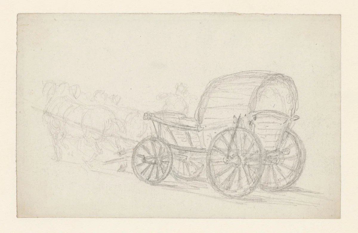 Boerenkar naar links by Georges Michel, drawing, 1773-1843