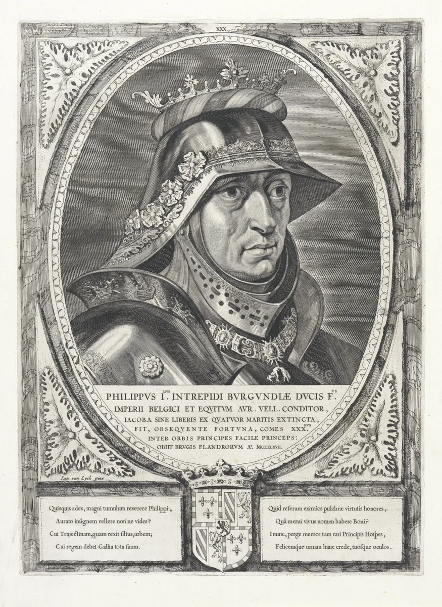 Portret van Filips de Goede, hertog van Bourgondië by Cornelis Visscher, print, 1650