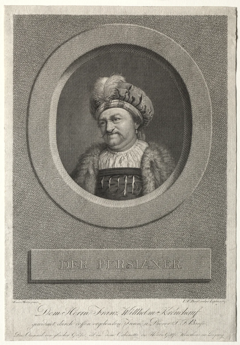 The Persian - Portrait of Franz Wilhelm Kreuchauf by Johann Friedrich Bause, print, 1869