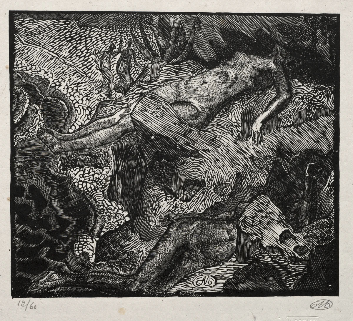 Hero and Leander by Aristide Maillol, print, 1893-1894