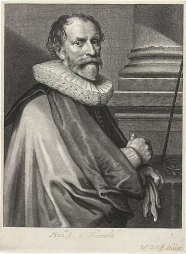 Portret van Michiel Jansz. van Mierevelt by Willem Jacobsz Delff, print, 1590-1638