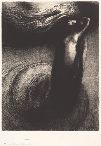 La Mort: Mon ironie depasse toutes les autres! (Death: My iron surpasses all others!) by Odilon Redon, print, 1889