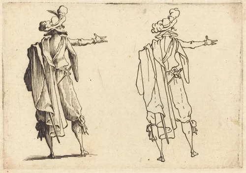 Man seen from Behind with His Right Arm Extended by Jacques Callot, print, 1617