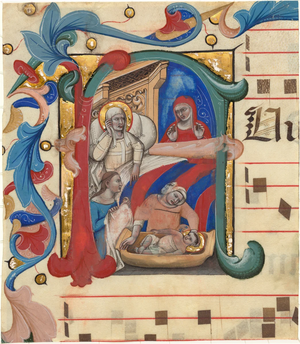 Birth of John the Baptist by Niccolò di Giacomo da Bologna, drawing, 1350-1399