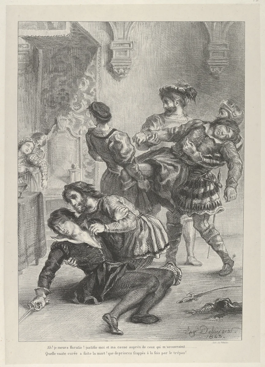 The Death of Hamlet by Eugène Delacroix, print, 1843