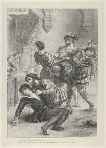 The Death of Hamlet by Eugène Delacroix, print, 1843