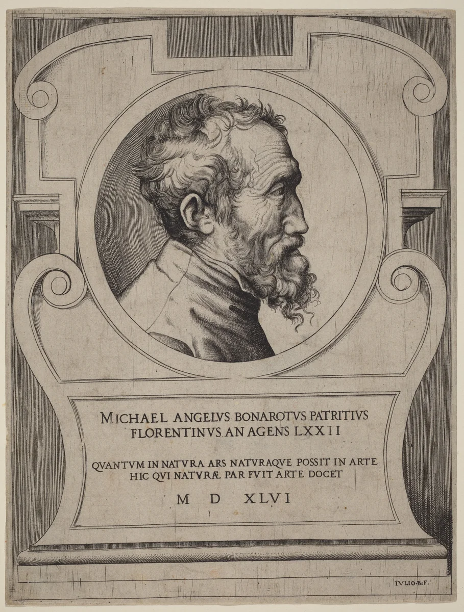 Michelangelo by Giulio Bonasone, print, 1546