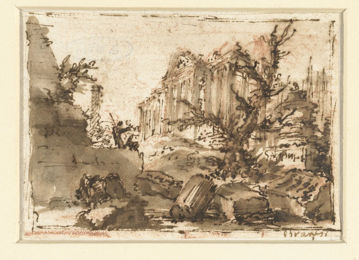 Romeinse ruïnes by Giovanni Battista Piranesi, drawing, 1730-1778