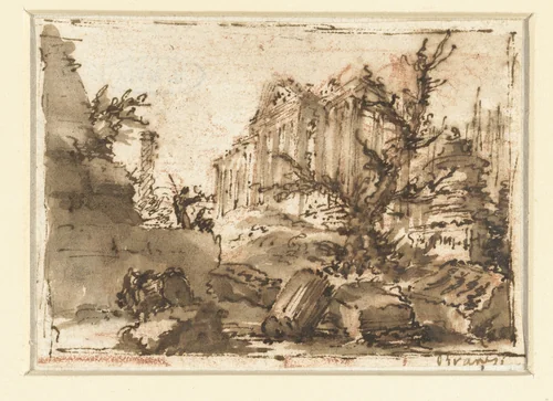 Romeinse ruïnes by Giovanni Battista Piranesi, drawing, 1730-1778