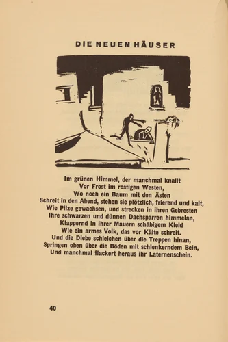Die Neuen Häuser (The New Houses) (headpiece, page 40) from Georg Heym: Umbra Vitae (Georg Heym: The Shadow of Life) by Ernst Ludwig Kirchner, volume, 1924