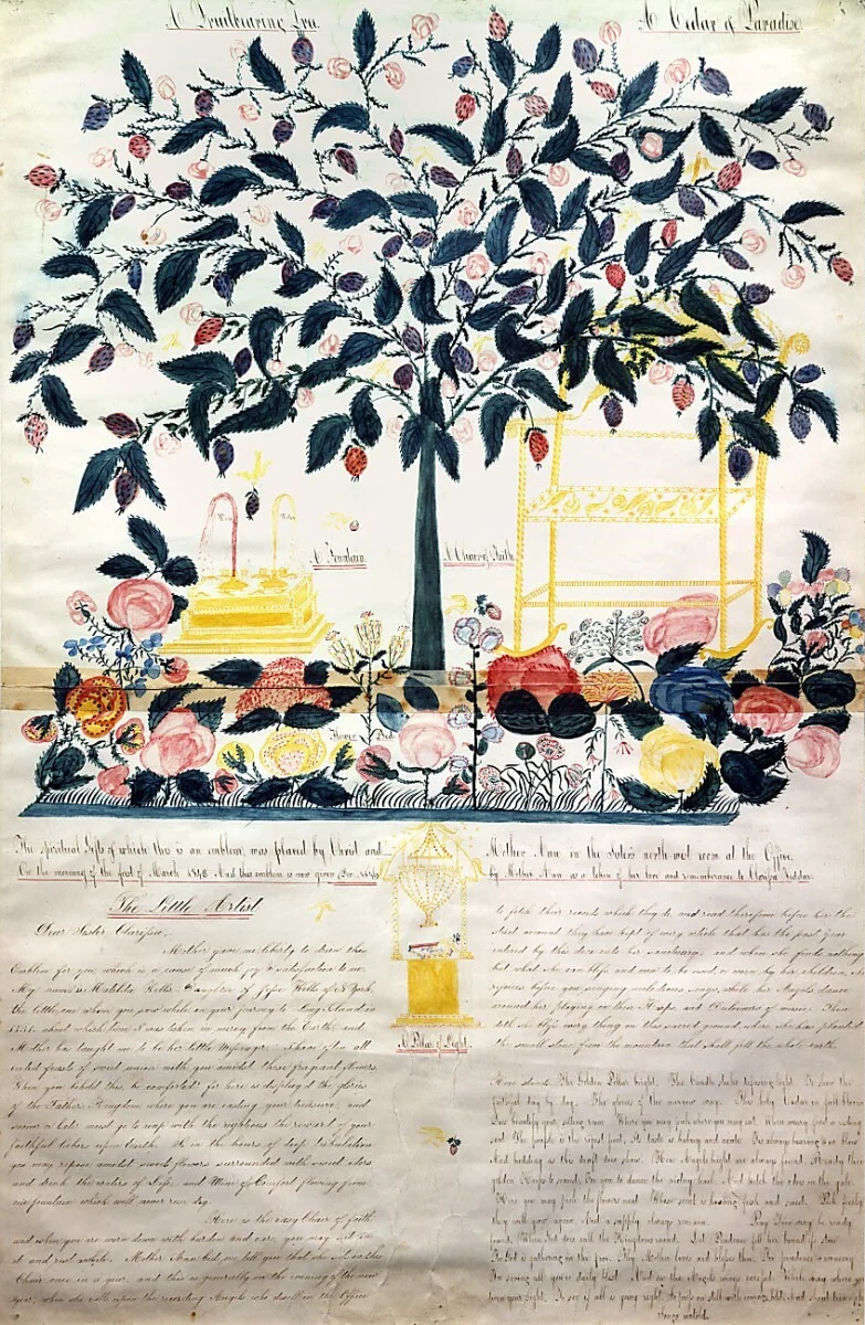A Fruit-Bearing Tree; A Cedar of Paradise by Phebe A. Smith, drawing, 1842-1846