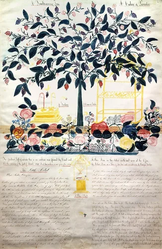 A Fruit-Bearing Tree; A Cedar of Paradise by Phebe A. Smith, drawing, 1842-1846
