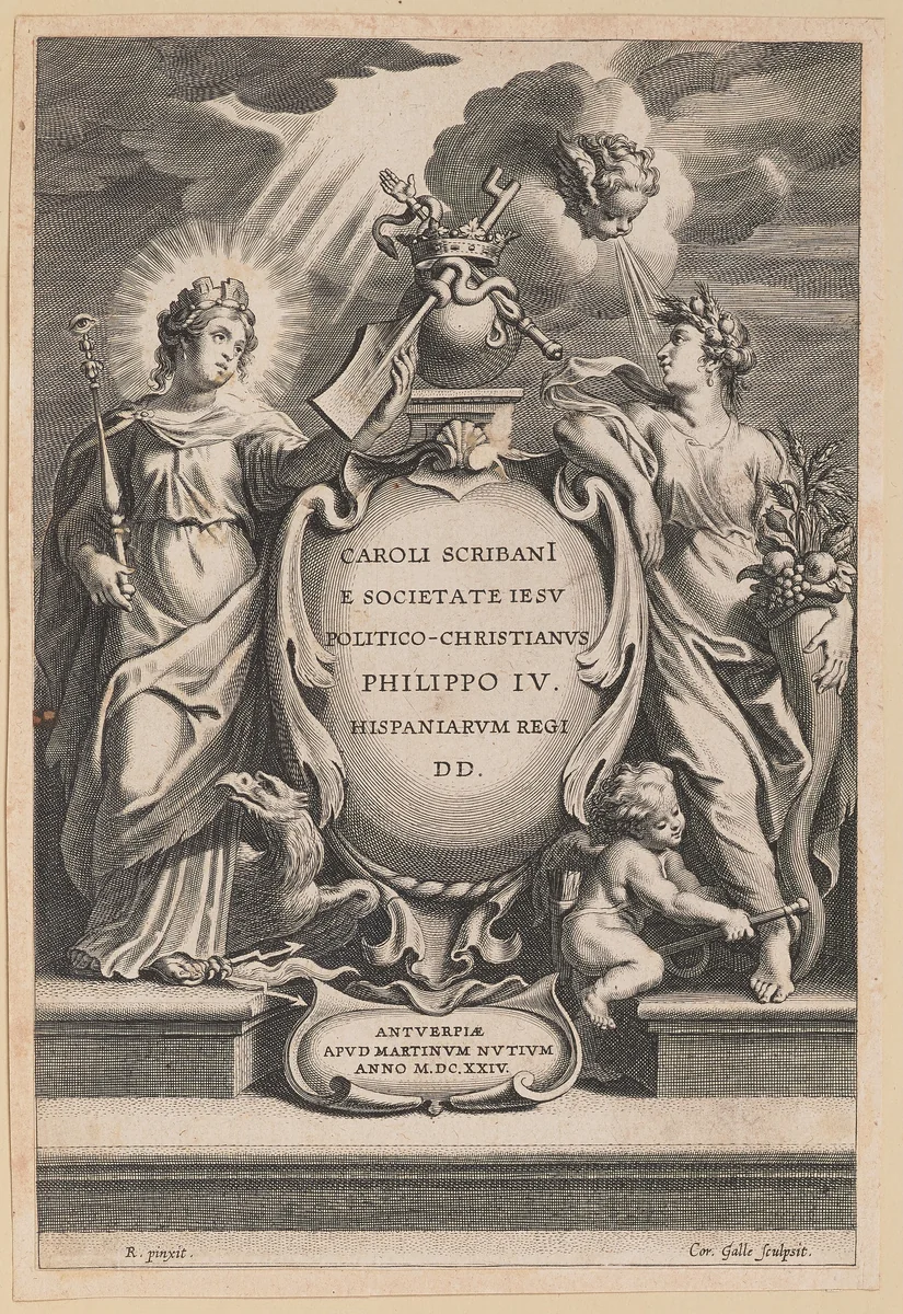 Title Page for Carolus Scribani, Politico-Christianus by Cornelis Galle
Peter Paul Rubens, print, 1624
