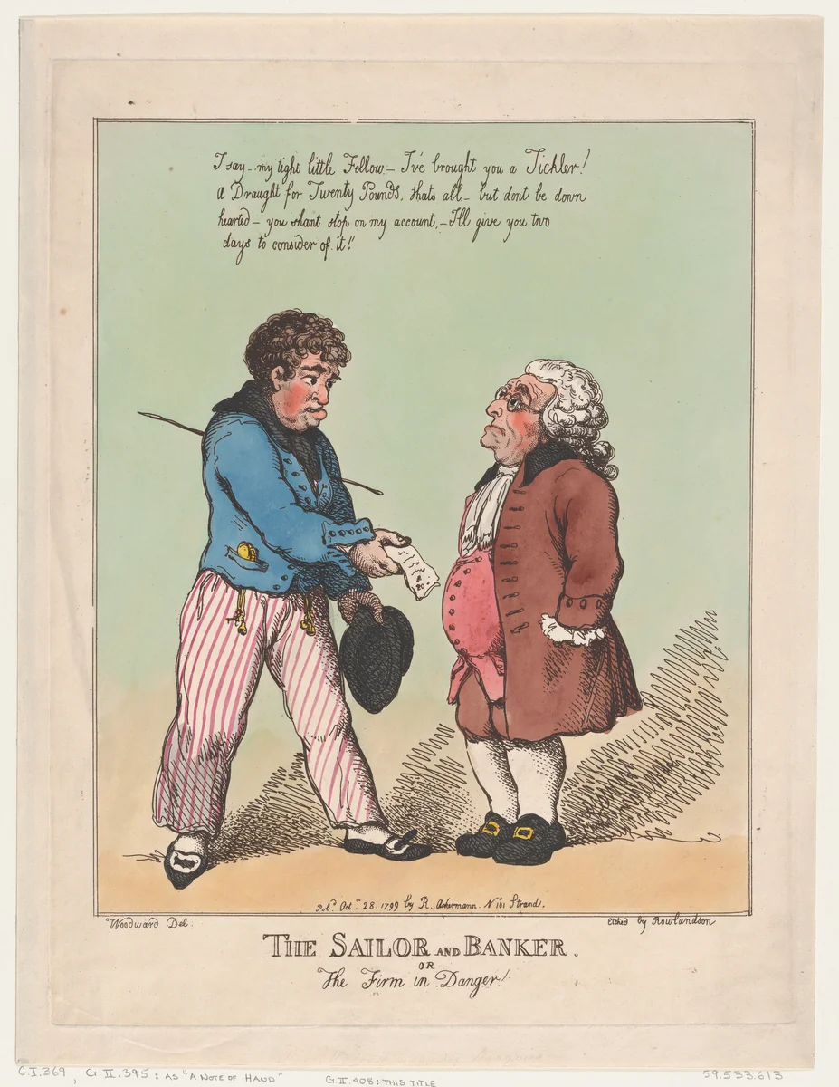 The Sailor and Banker by Thomas Rowlandson, print, 1799