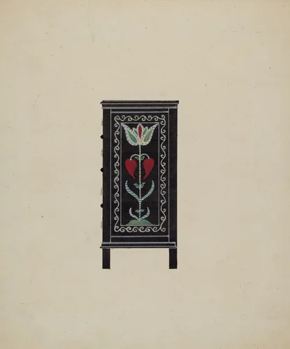 Side View of Guilford Painted Chest by Martin Partyka, index of american design, 1936