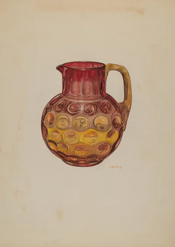 Pitcher (Amberina) by Joseph Mitry, index of american design, 1941