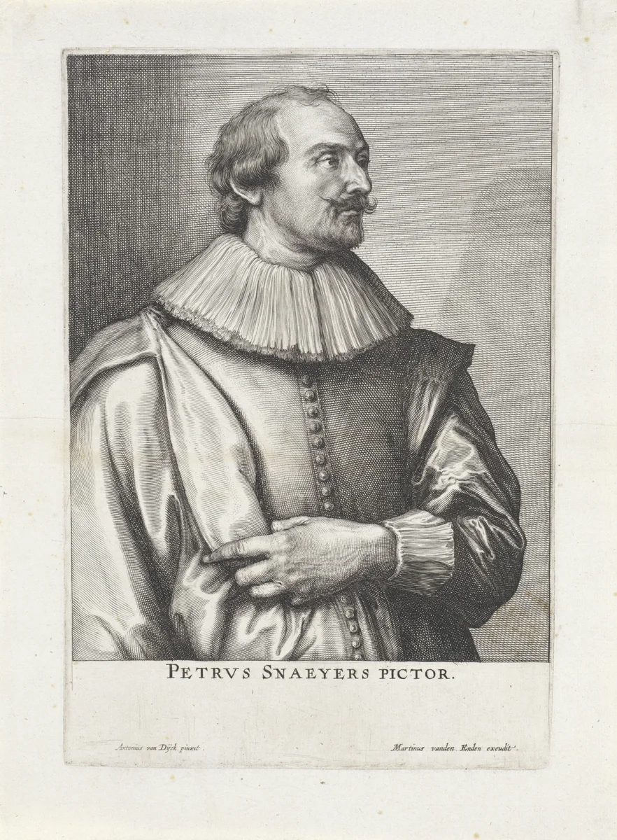 Portret van Peter Snayers by Andries Jacobsz. Stock, print, 1614-1648