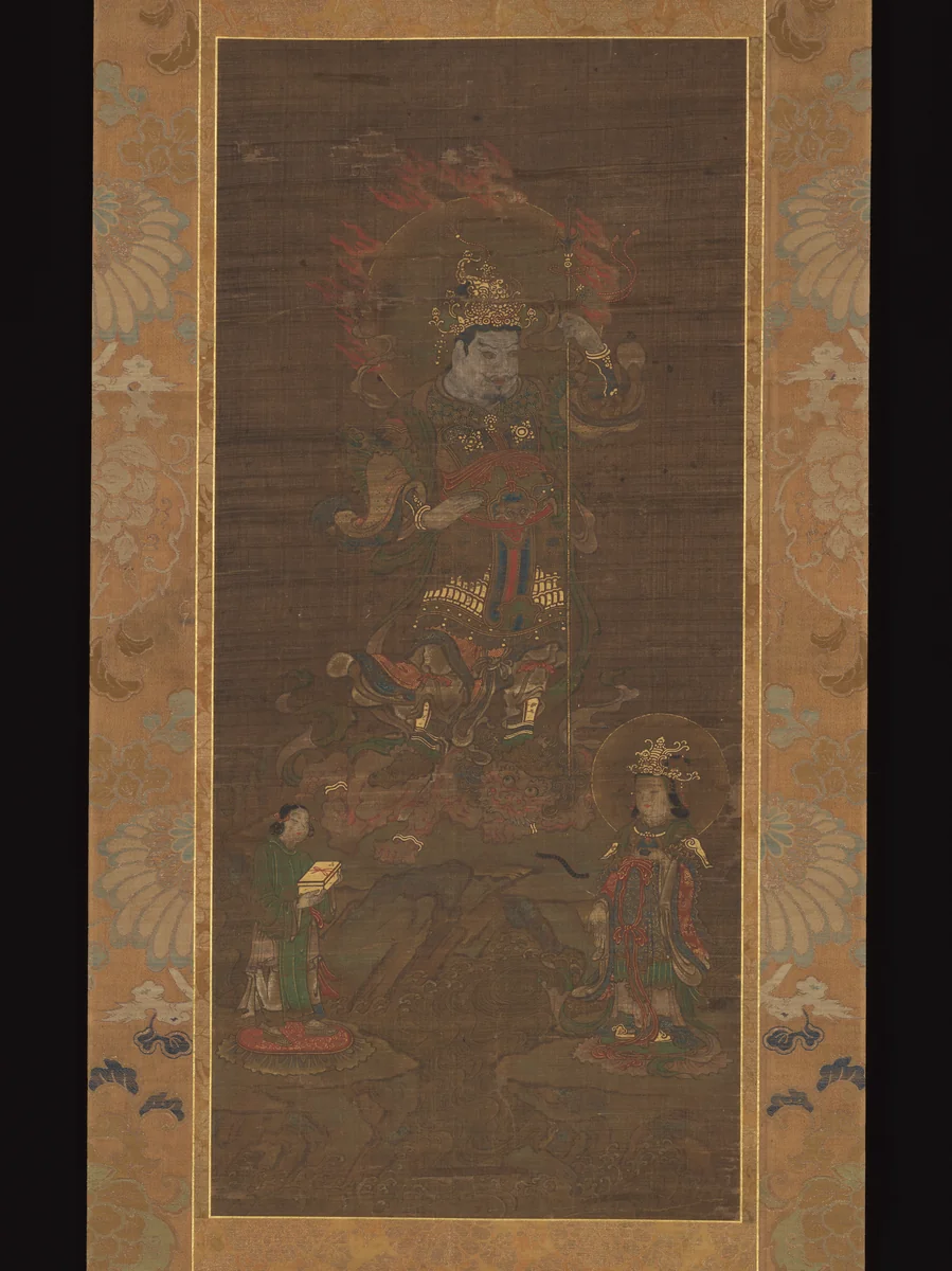 Mount Kurama Mandala: Bishamonten Triad by Unidentified, painting, 1400-1573