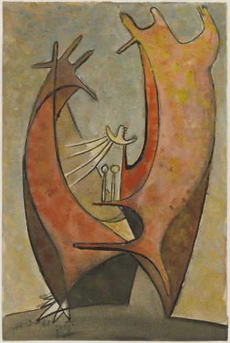 Gold and Red Person by Julio González, drawing, 1941