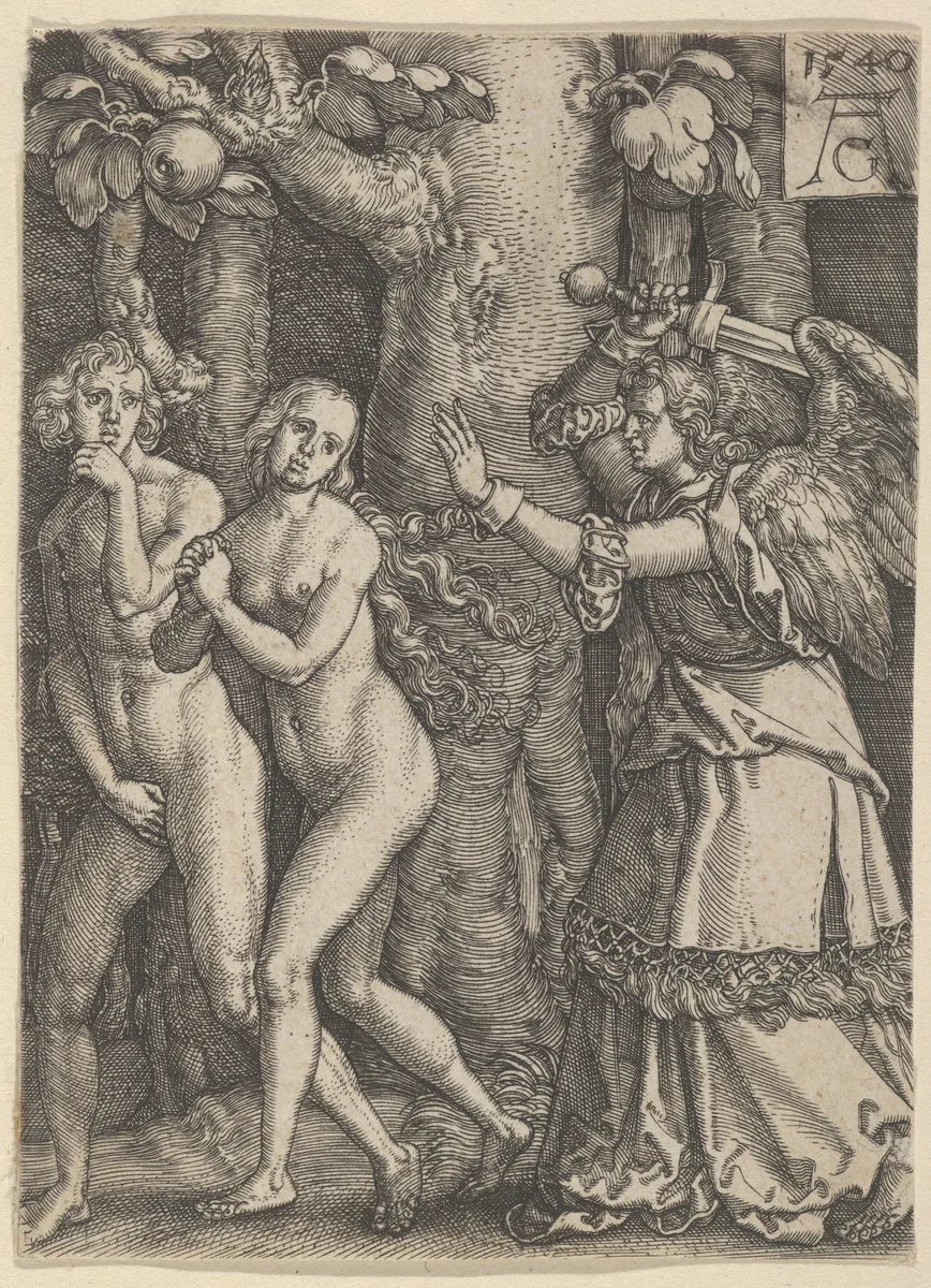 The Expulsion from Paradise from The Story of Adam and Eve by Heinrich Aldegrever, print, 1540