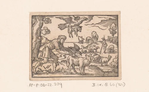 Fabel van de adelaar en de kraai by Unknown, print, 1566