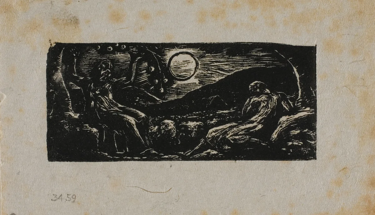 Thenot Under Fruit Tree, from The Pastorals of Virgil by William Blake, print, 1821