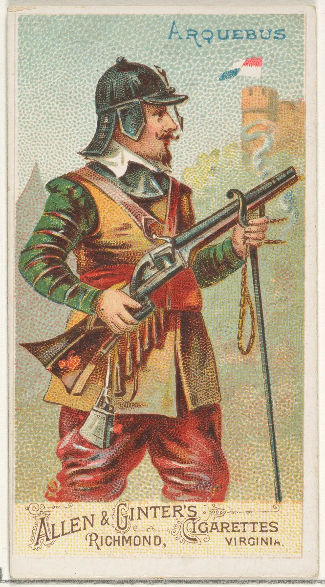 Arquebus, from the Arms of All Nations series (N3) for Allen & Ginter Cigarettes Brands by Allen & Ginter, print, 1887