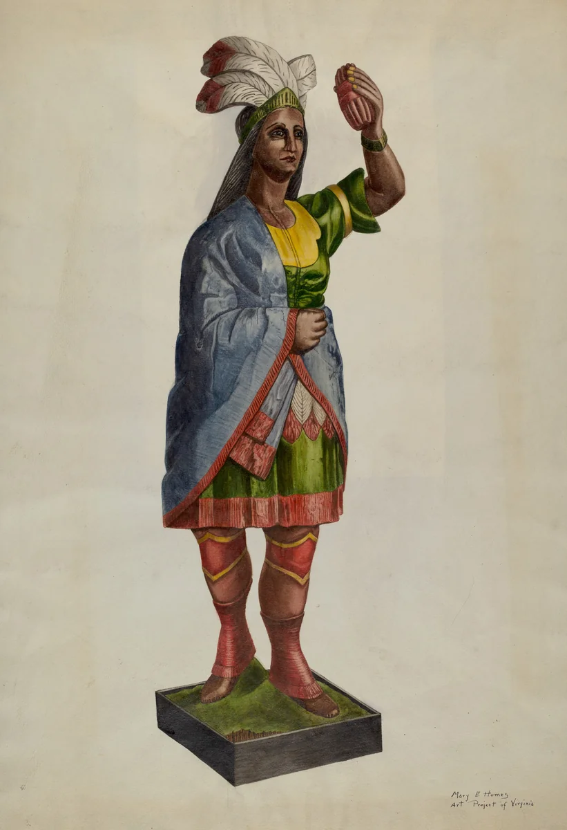 Cigar Store Pocahontas by Mary E. Humes, index of american design, 1939