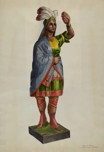 Cigar Store Pocahontas by Mary E. Humes, index of american design, 1939