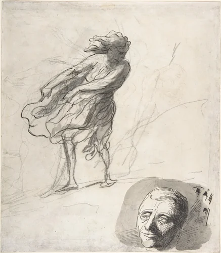 Sheet of Studies with a Dancer by Honoré Daumier, drawing, 1820-1879