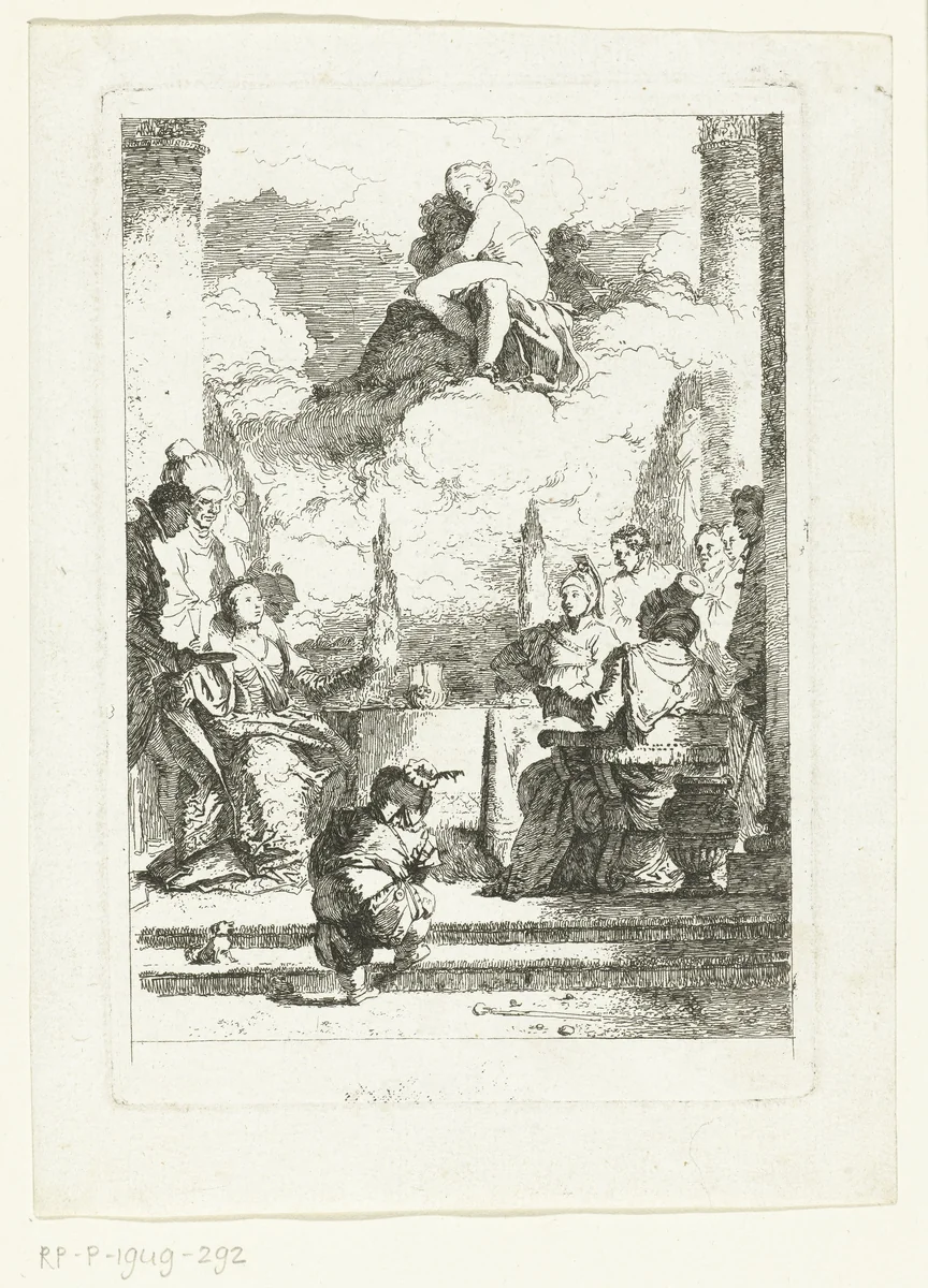 Feestmaal van Antonius en Cleopatra by Jean Honoré Fragonard, print, 1763-1764