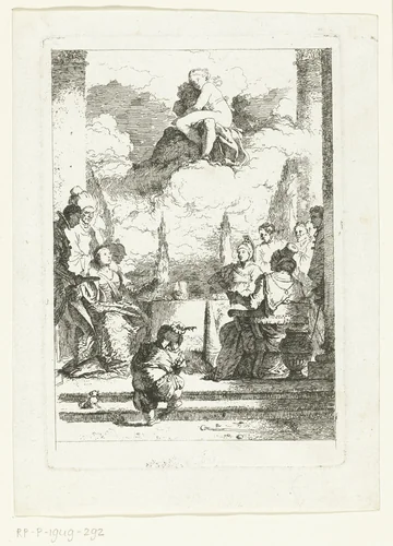 Feestmaal van Antonius en Cleopatra by Jean Honoré Fragonard, print, 1763-1764